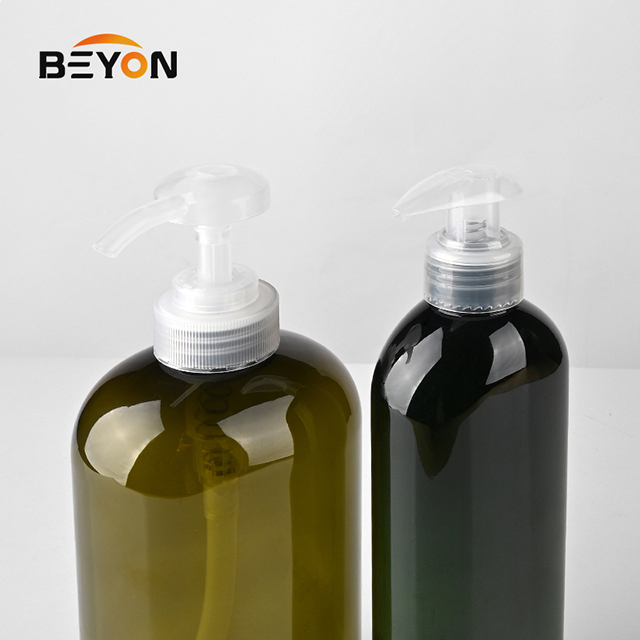 Plastic Cosmetic Bottles Custom PET Amber Plastic Lotion Bottle Packaging 200ml 500ml Shampoo Bottle with Pump
